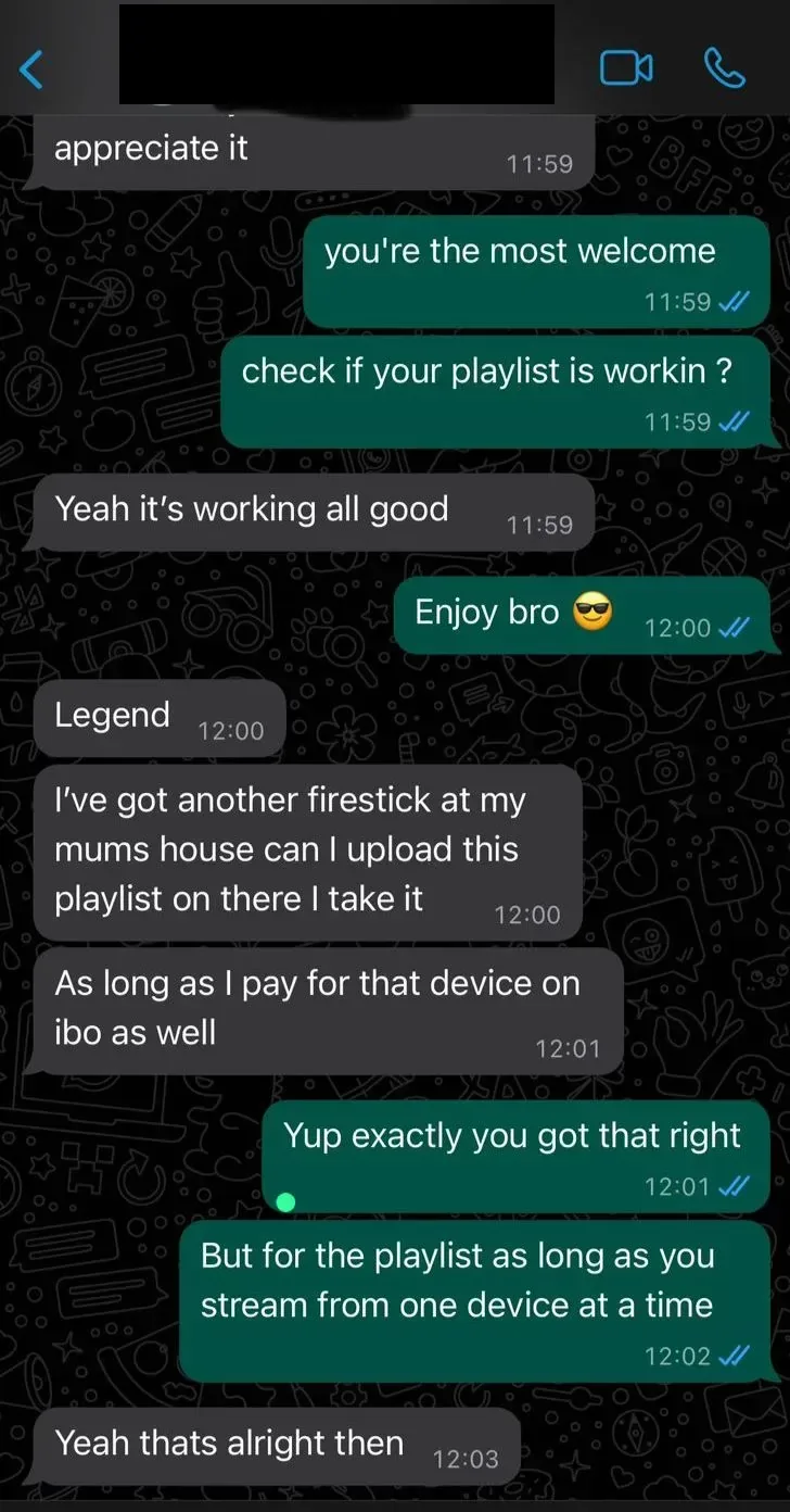WhatsApp conversation with a customer, 6 of 7